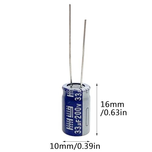 10pcs 200V 33UF Capacitor 10x16MM(0.39×0.63in) Aluminum Electrolytic Capacitors