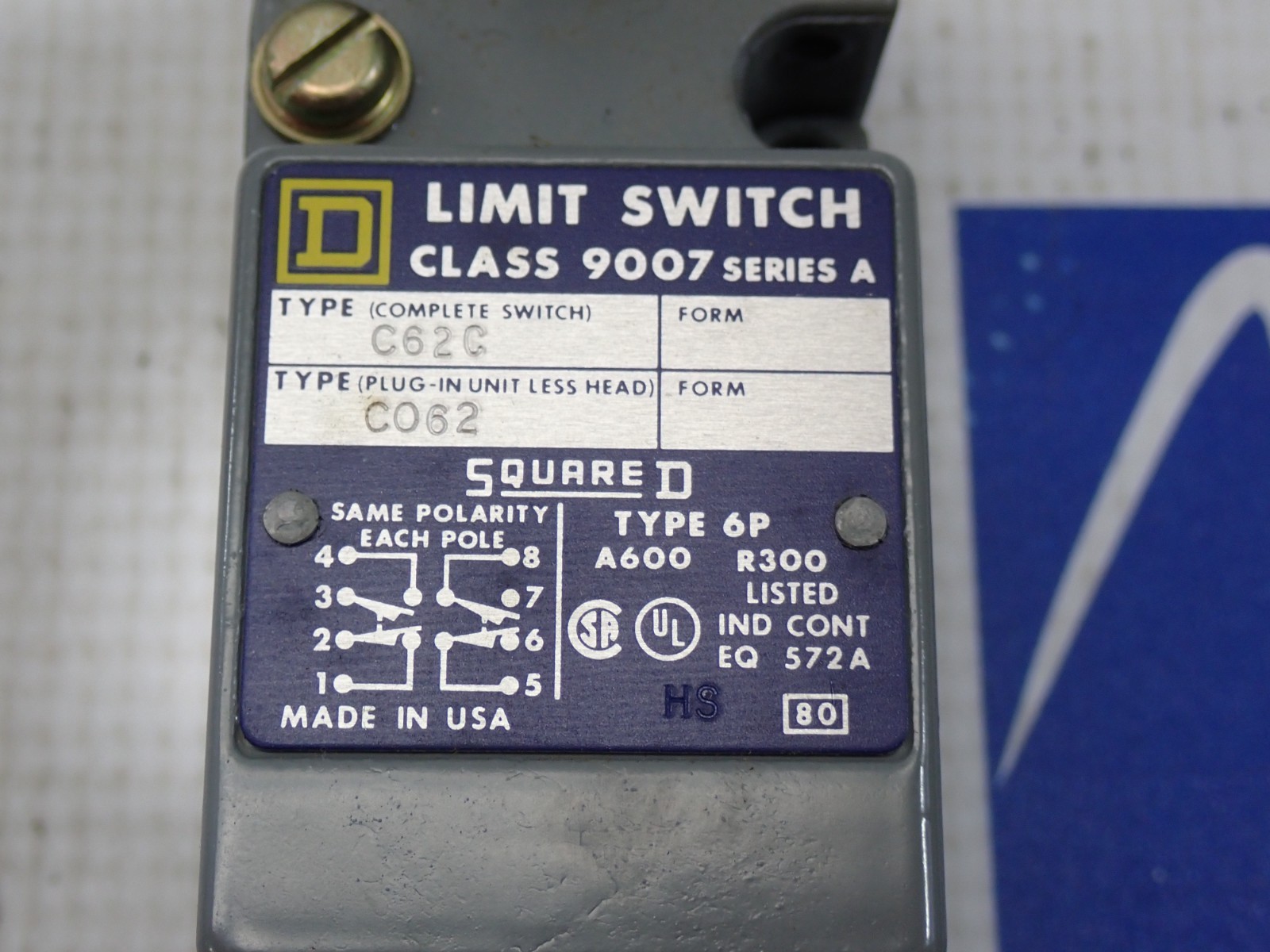 Square D 9007 C62C Limit Switch Turret Head 4,6P,13 Ser A