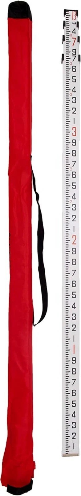 14 ft Telescoping Aluminum Leveling Rod with Bubble Level & Case