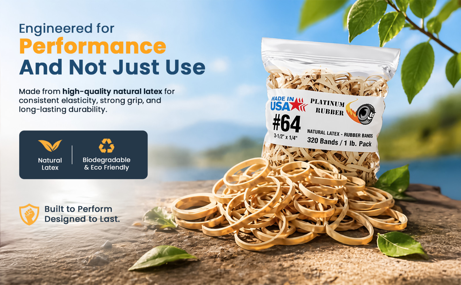 Bulk 5 Pounds – Platinum Rubber Bands #26644 Postal Size #64 (3-1/2 x 1/4″)