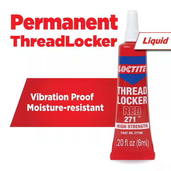 Loctite Nut & Bolt Threadlocker Red 271 Permanent Heavy Duty Adhesive, 6 ml