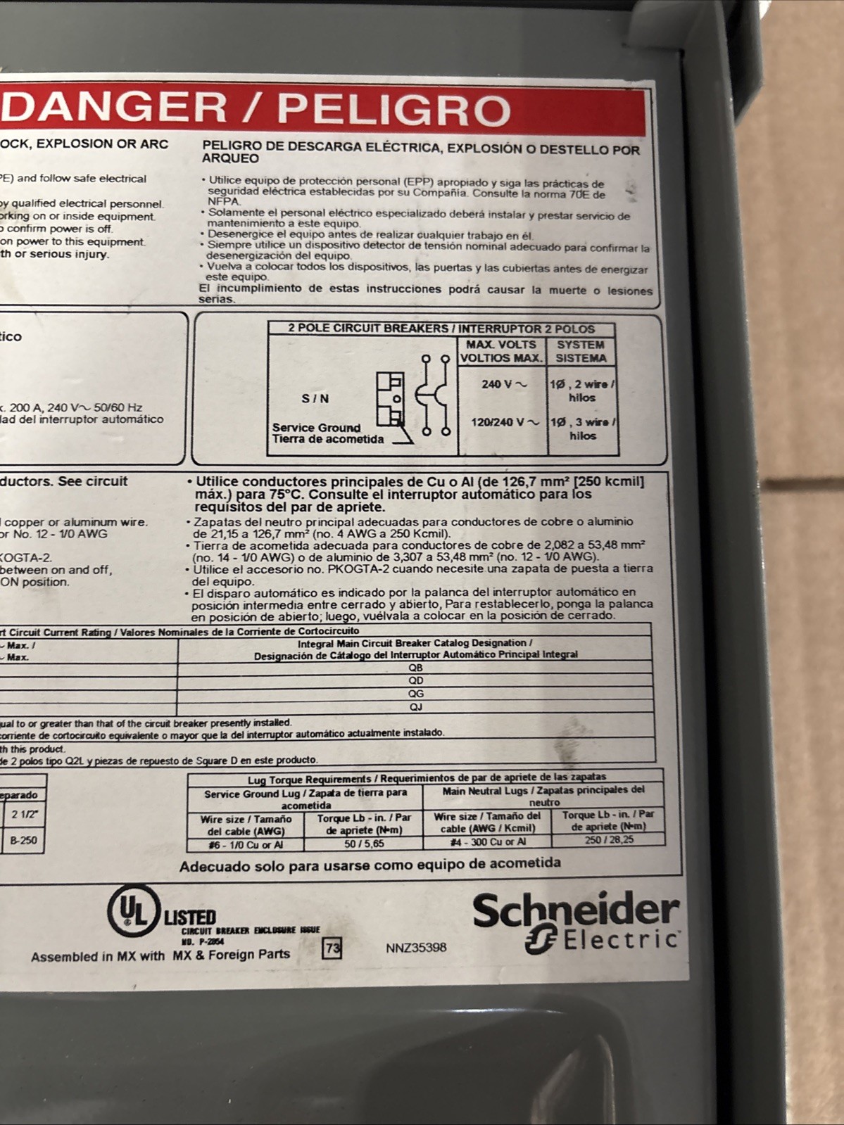 Square D – Q2200MRBE crcuit Breaker Enclosure with Main Breaker QDL22200