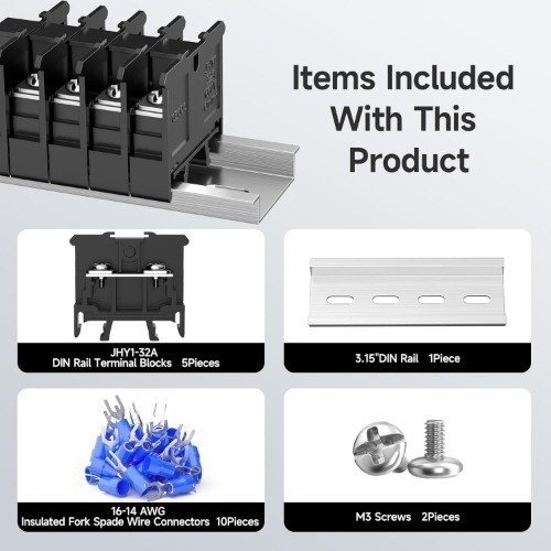 JHY1 DIN Rail Terminal Block Strip 660V 32A 6mm 5Pcs