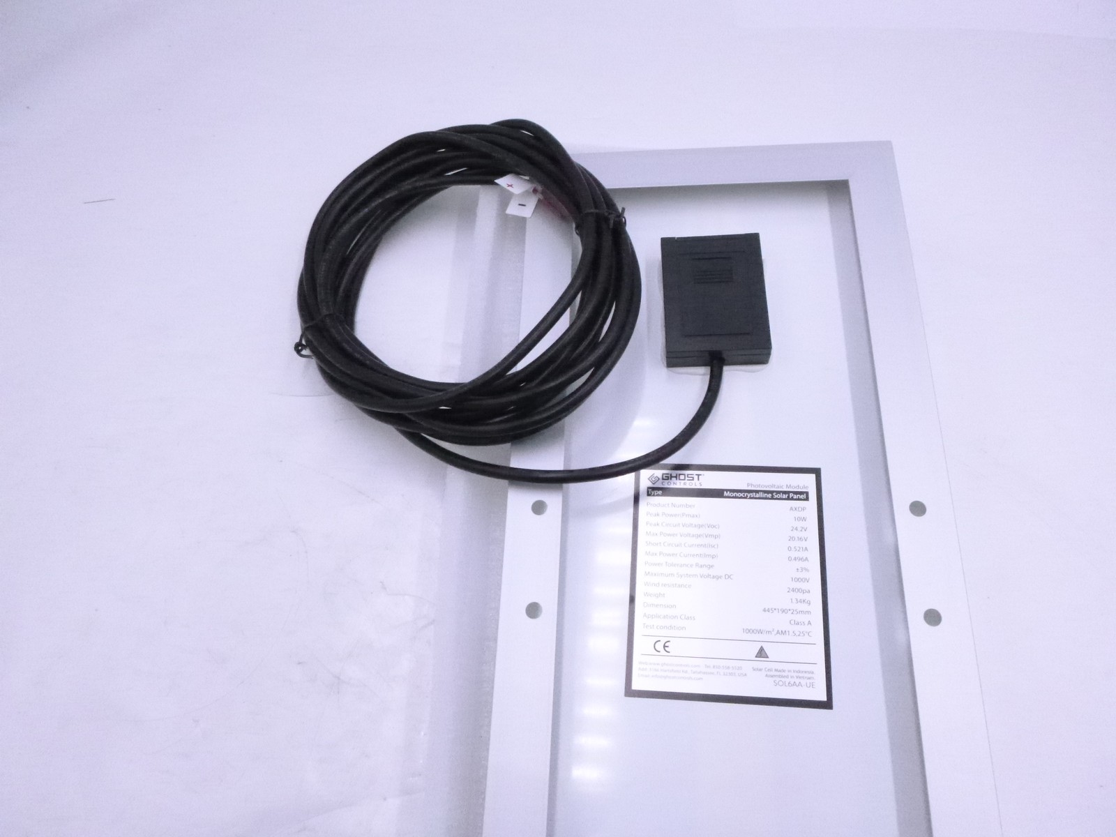 Ghost Controls 10 Watt Monocrystalline Solar Panel AXDP 17 1/2″X7 1/2″ SEE DESC