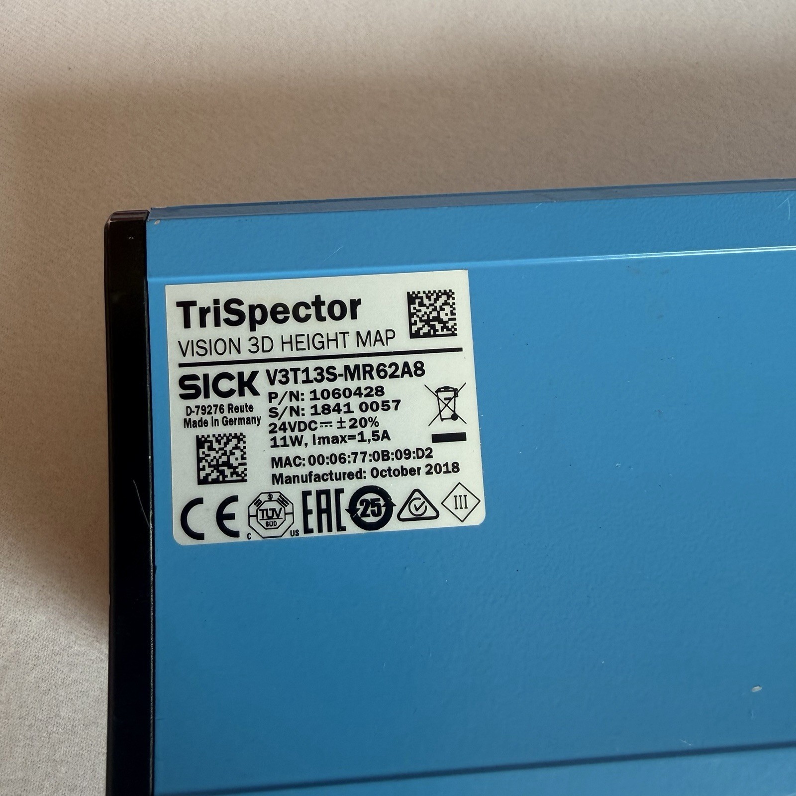 SICK TriSpector1000 V3T13S-MR62A8 3D Vision Sensor 1060428 Untested