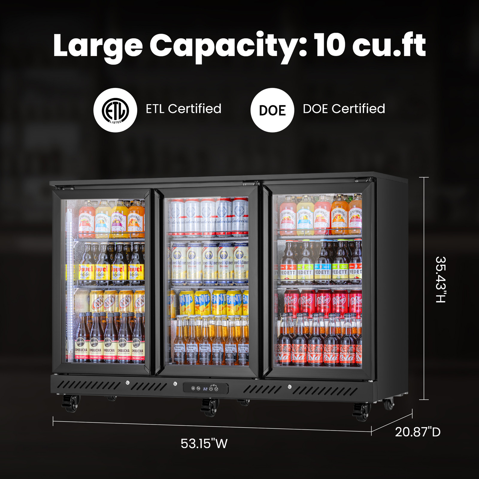 Yeego 10 Cu.Ft Back Bar Cooler Commercial Beverage Refrigerator Under Counter