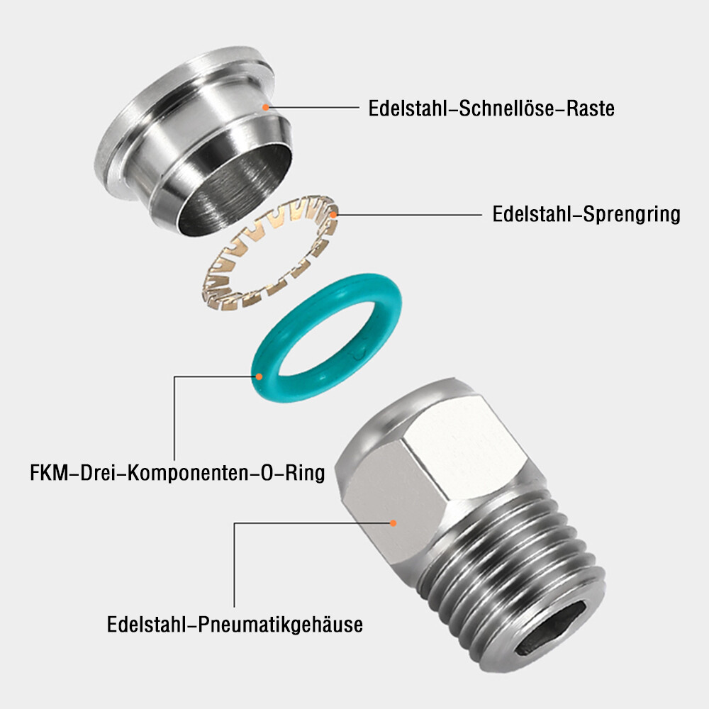 A2 Stainless Steel Pneumatic Push in Connectors Air Water Pipe All Type Fittings