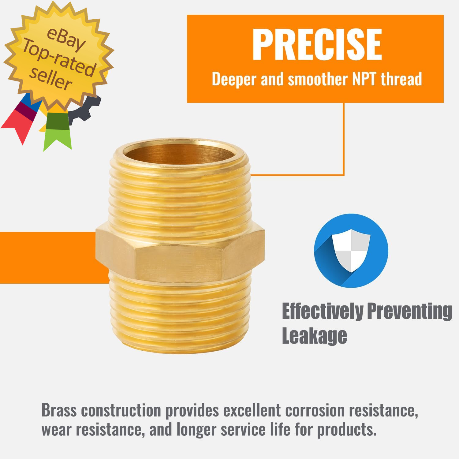 12-Pack 1/4 Inch Male Hex Nipples, 1/4» NPT Male Brass Pipe Fitting Adapters, 1