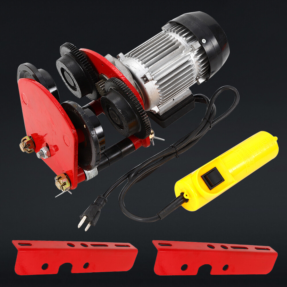 Electric Wire Rope Hoist Trolley Overhead Motor Winch Hoist Garage Crane 2200lbs