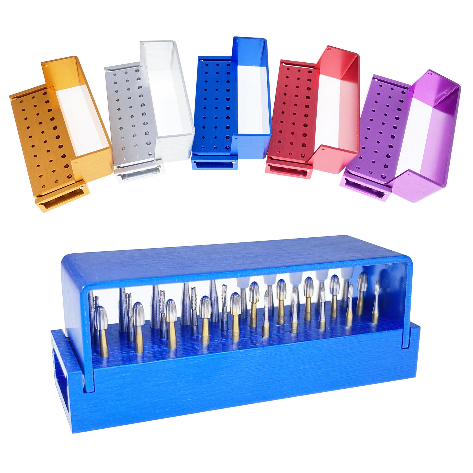 Dental Bur Burs Holder Block Disinfection Box Aluminium Autoclave 30 Holes FDA