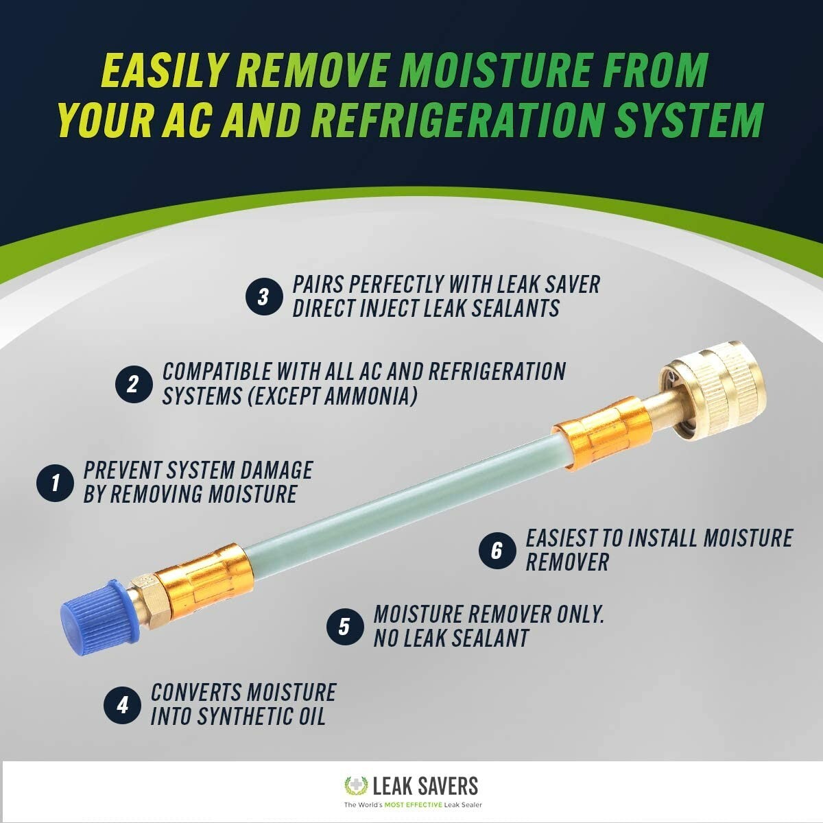Leak Saver Direct Inject Dry up to 5 Ton AC System Moisture Remover (No Sealant)