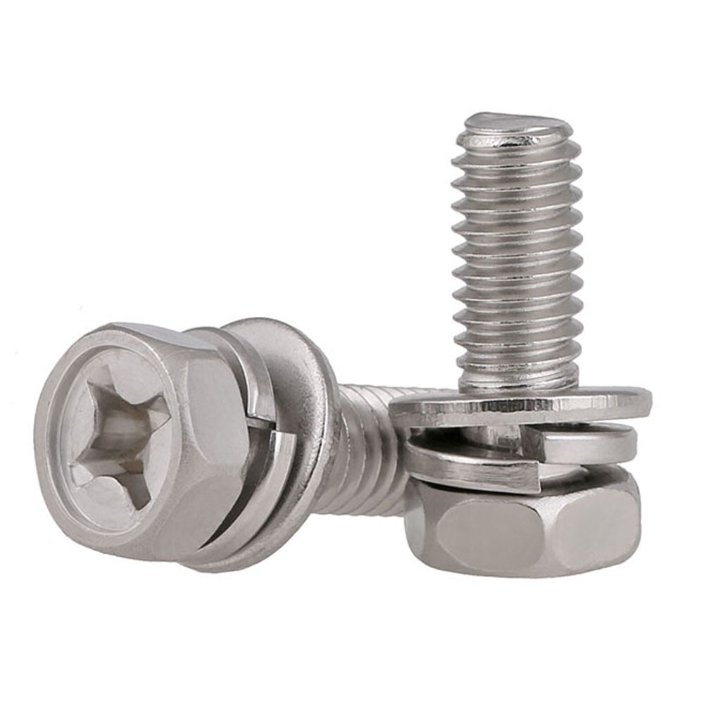 A2 Stainless Steel M3-M10 Hexagon Head Bolts Phillips Screws+Spring/Flat Washers