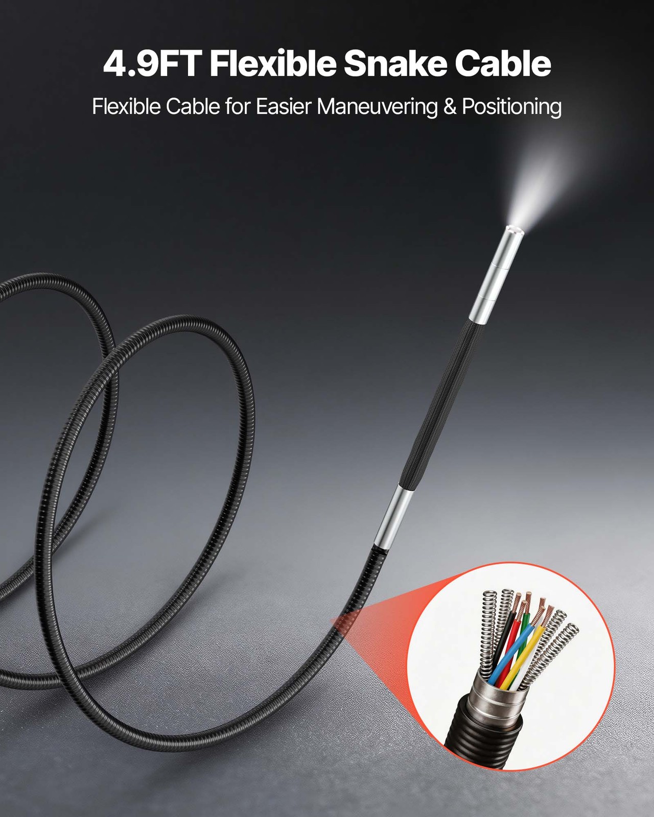 VEVOR 360° Articulating Endoscope Camera with 0.15″ Ultra Slim Lens 4.5″ Screen