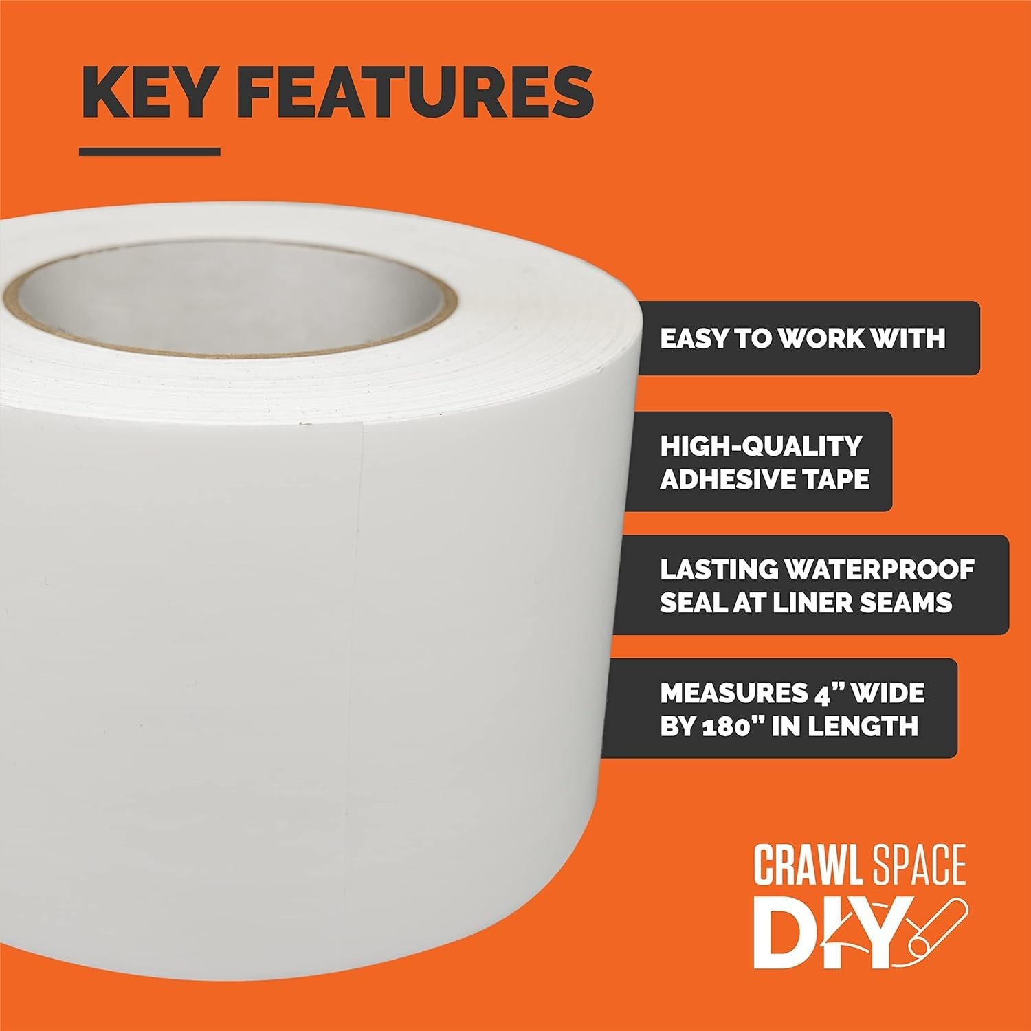 Vapor Barrier Seam Tape for Crawl Space Encapsulations (4 inches x 180 feet)