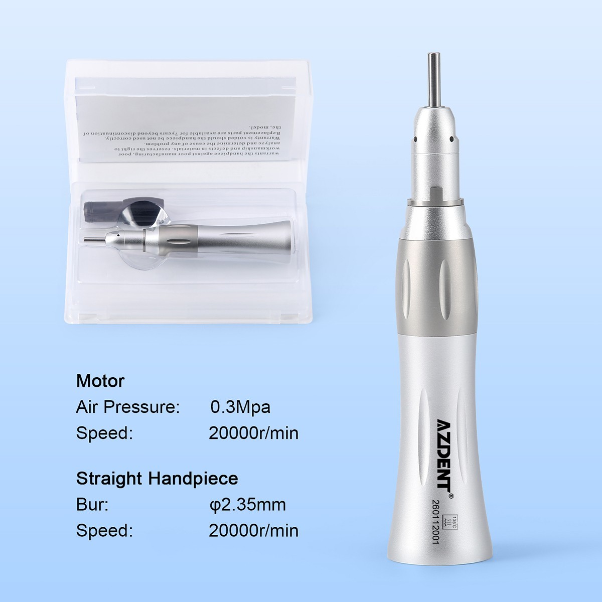 AZDENT Dental Surgical Low Speed Straight Handpiece 1:1 Nose Cone External Spray
