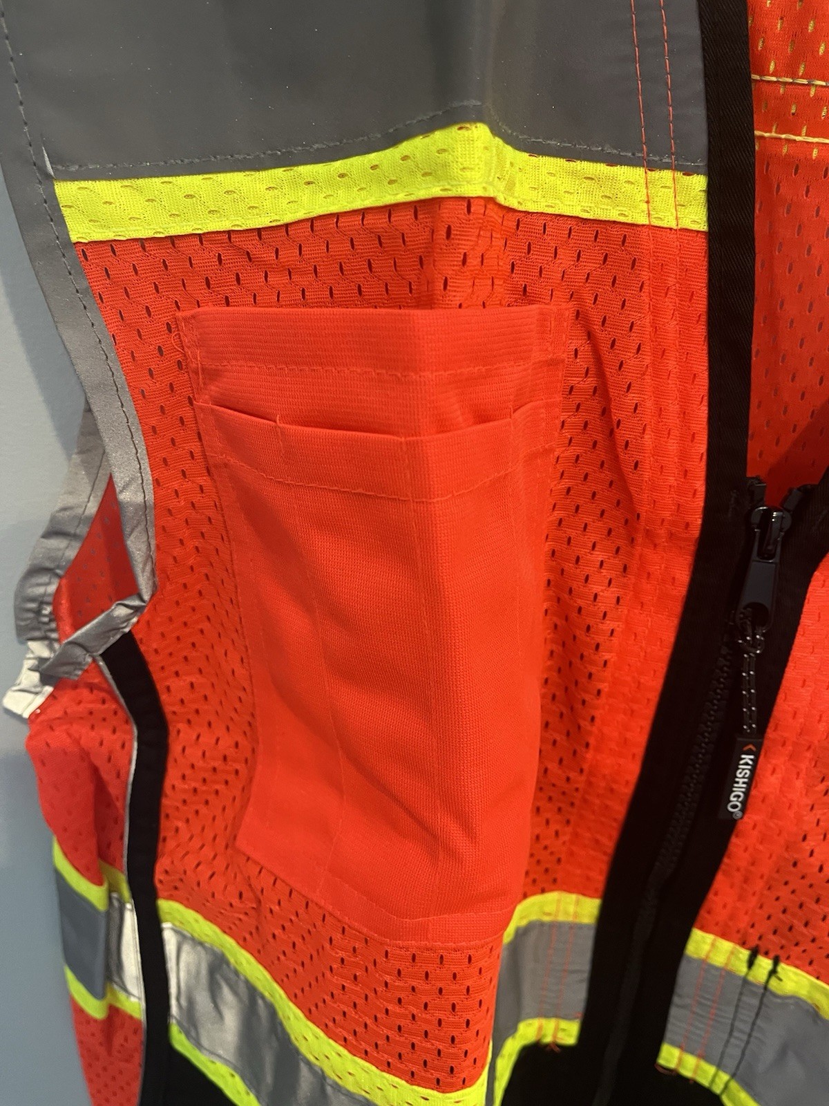 Kishigo Premium Black Series Men’s Surveyors Vest S5003, Class 2 Hi-Vis, Large