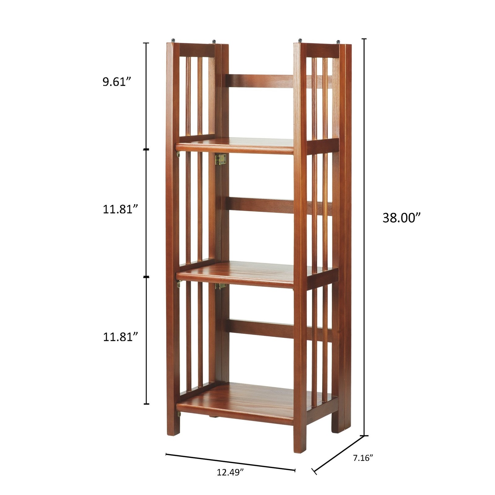 Casual Home Narrow 3-Shelf Folding Bookcase, 14″ Wide, Mahagony Mahogany