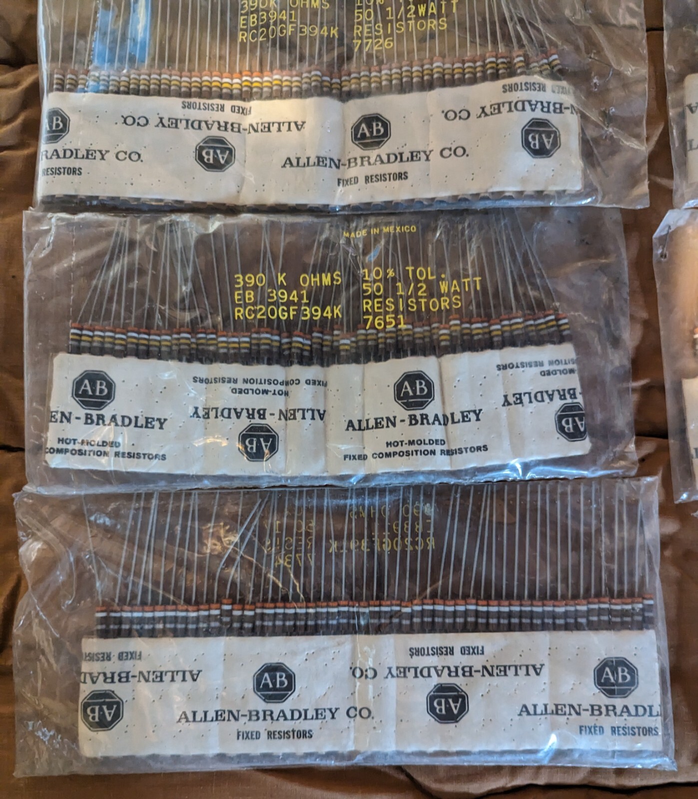 Vintage bulk lots of 50 Allen Bradley Fixed Resistors Mixed NOS