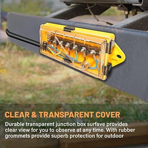 MECMO 7 Way Plug Inline Trailer Cord 8Ft, 7 Gang Junction Box, Heavy Duty 7 T…