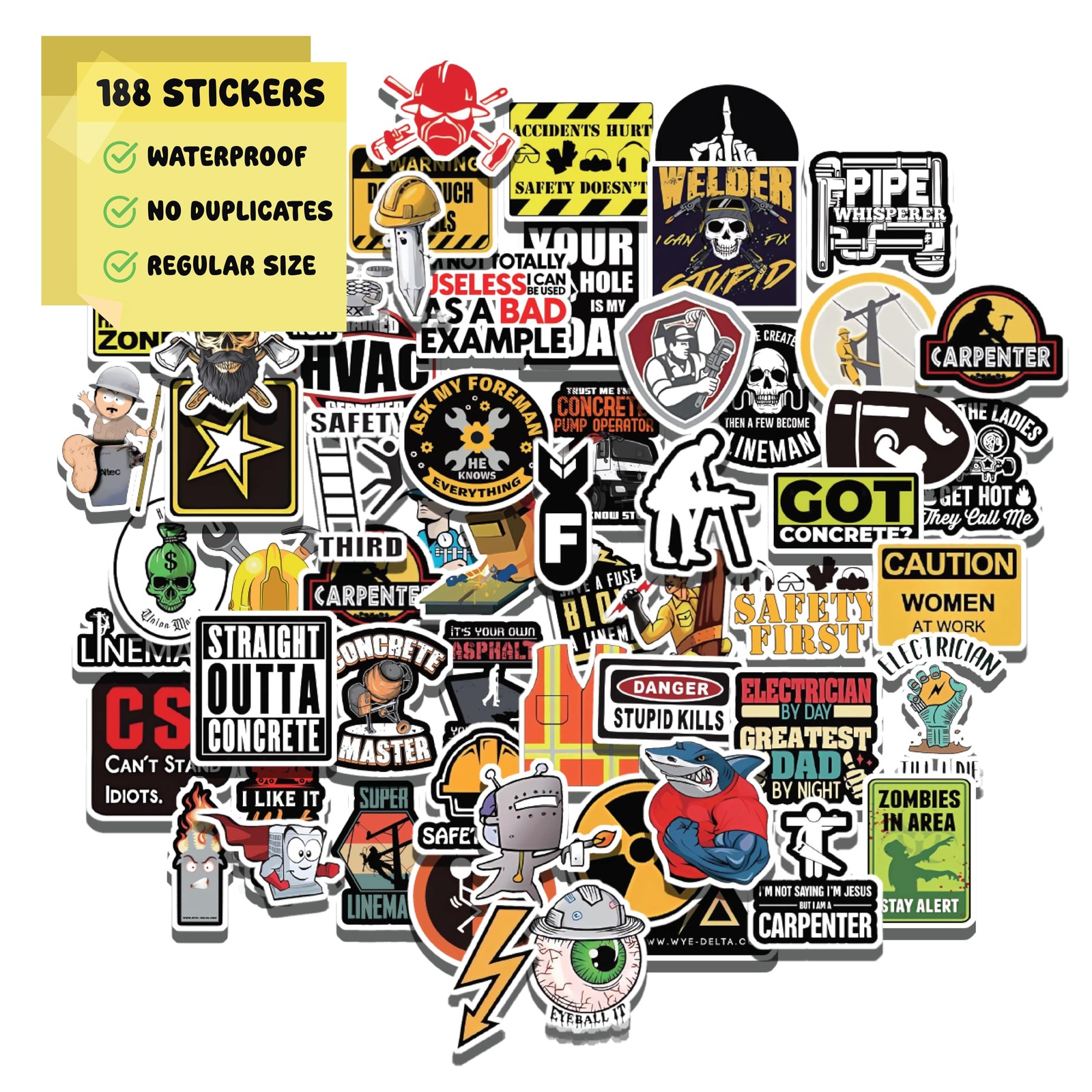188 PCS Hard Hat Stickers Waterproof Vinyl Helmet Decals Construction Linemen