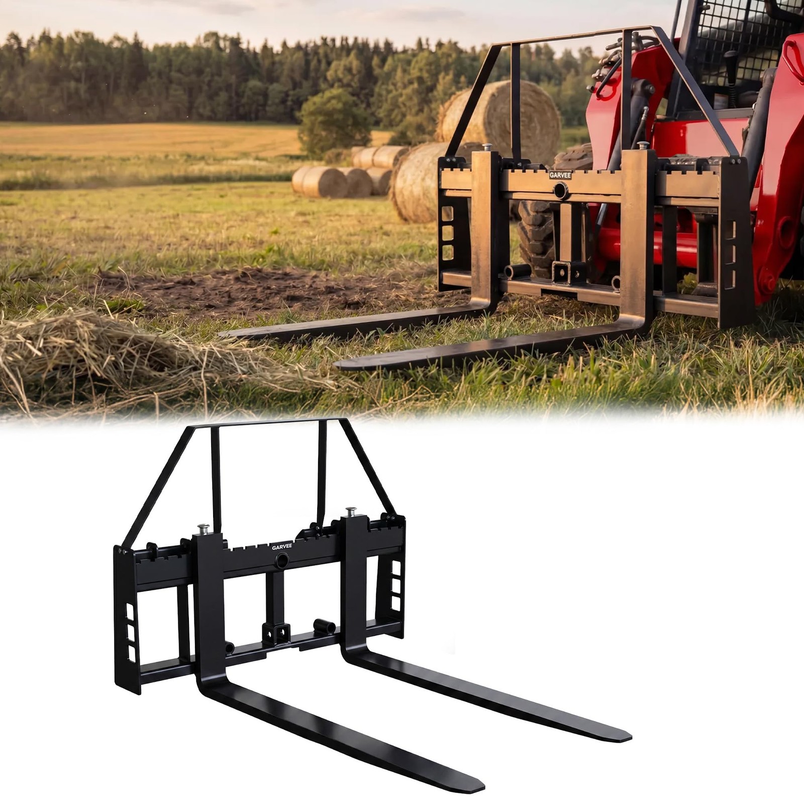 4000Lbs Attachments Mini Skid Steer Pallet Fork Frame, 48″ Pallet Fork Blades
