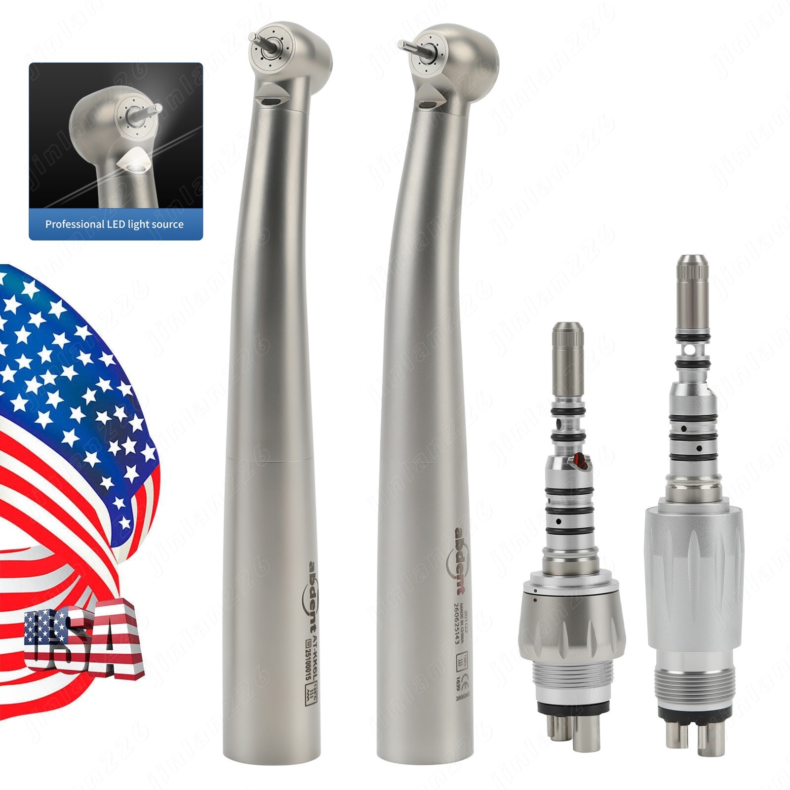 ABDENT Dental High Speed Handpiece With 4/6 Hole Quick Coupler 360° Swivel USA