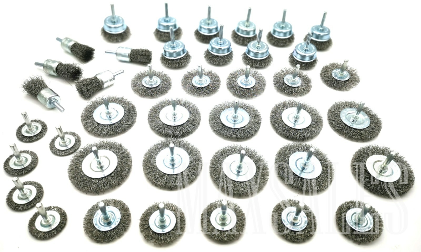40-PC Wire Wheel Cup Brushes Assortment box lot Crimped Metal Grinding 1/4 Shank
