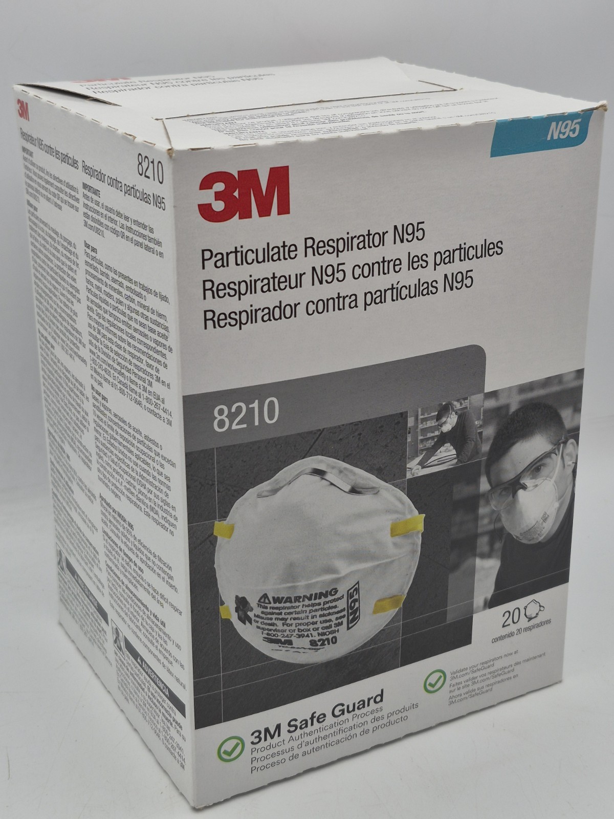 3M 8210 N95 Particulate Respirator Protection Mask, 4 Boxes = 80 masks