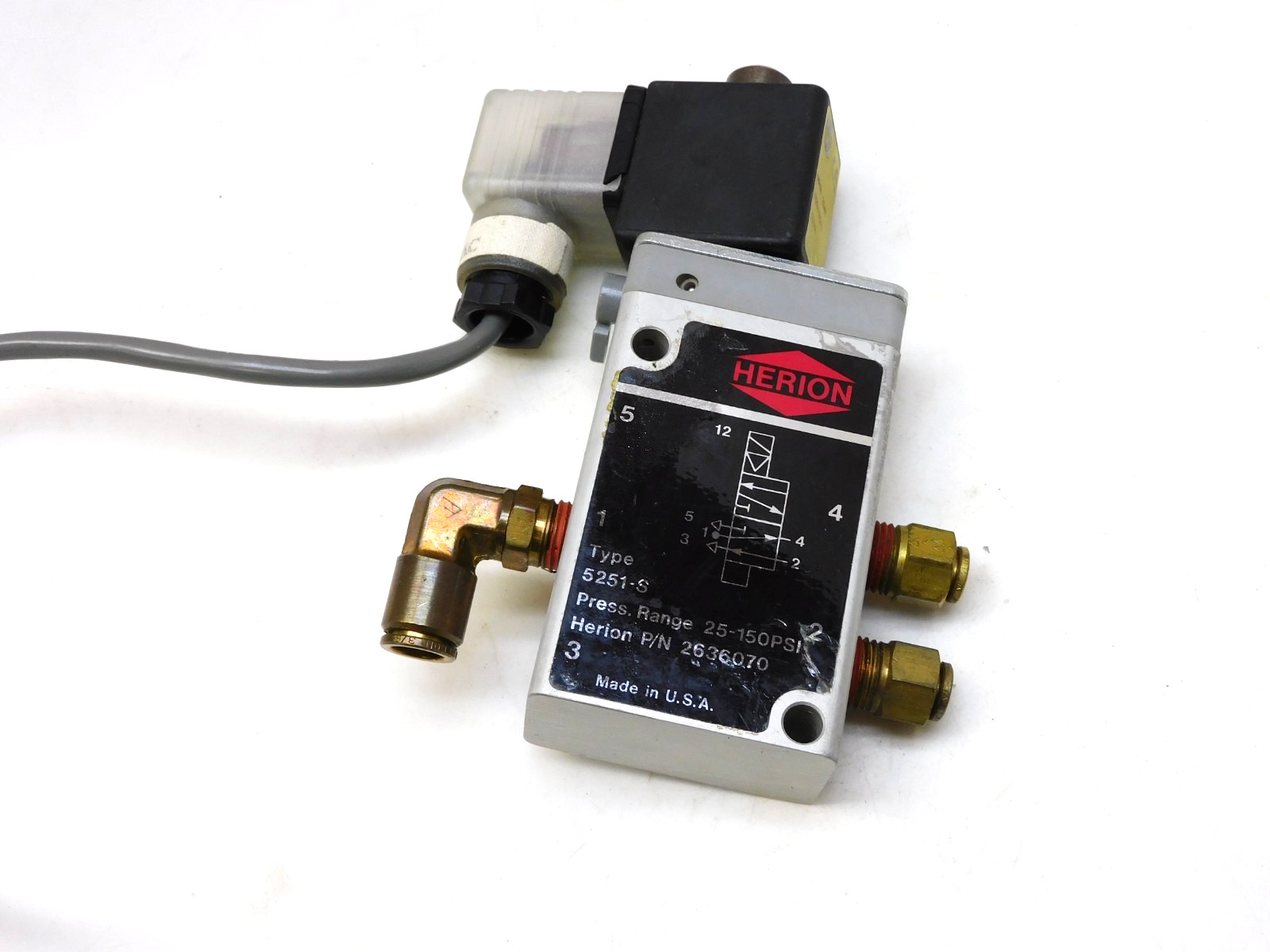 Herion 5251-S Solenoid Valve 25-150Psi 120v coil 60Hz 2636070