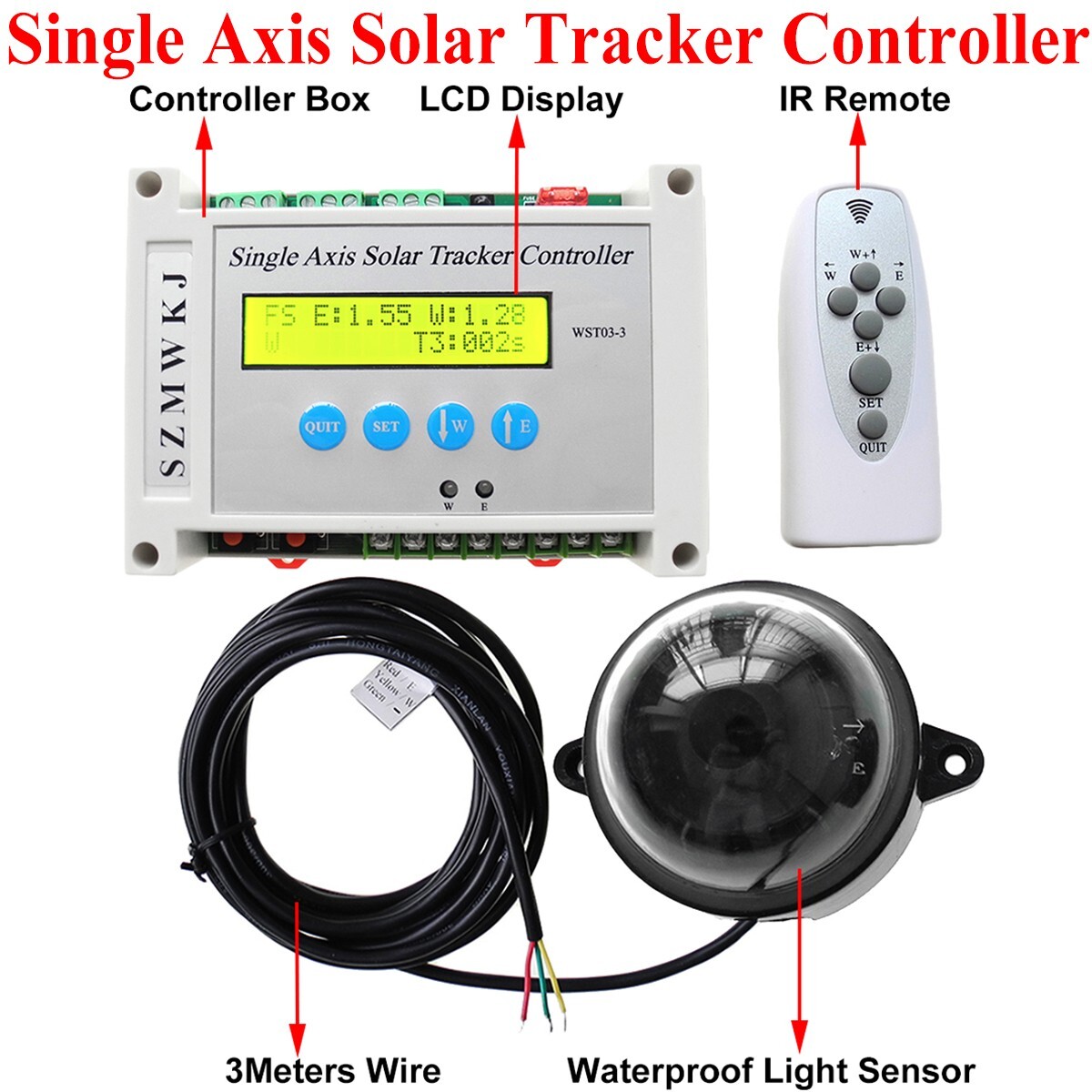Set of 16″ 12V 6000N Linear Actuator LCD Controller Solar Tracking Tracker Kits