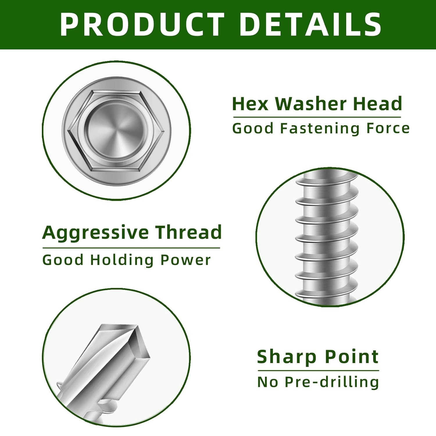 #12 X 1-1/2″ (3/4″ to 2-1/2″ Available) Hex Washer Head Self Drilling Screws