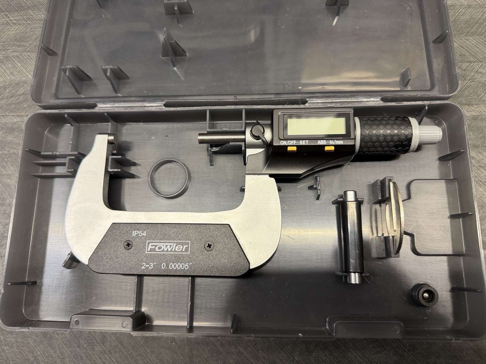 Fowler 2–3” Digital Micrometer IP54 0.00005” Resolution w/ Case