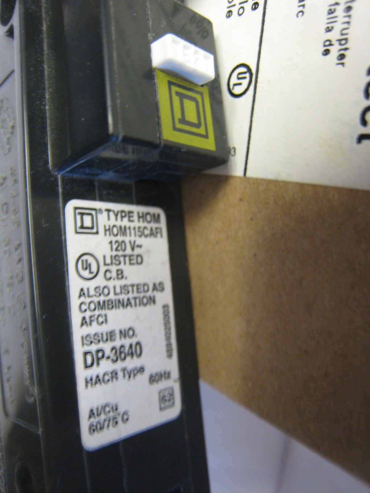 Square D HOM115CAFI 15A 1-Pole AFCI Circuit Breaker 120V Homeline NOS