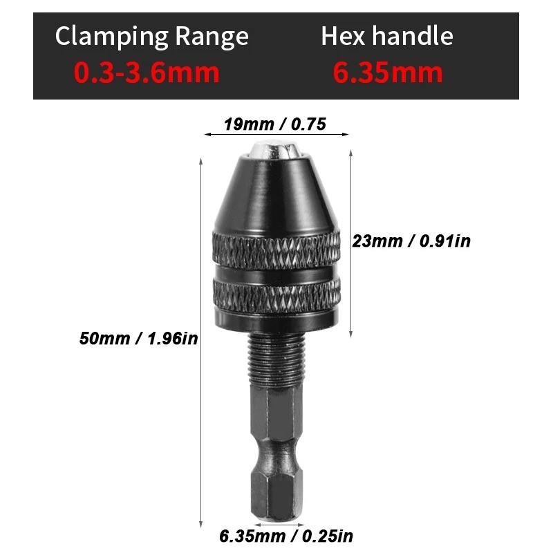 Mini Keyless Drill Chuck Adapter 1/4″ Hex Shank Quick Change Converter