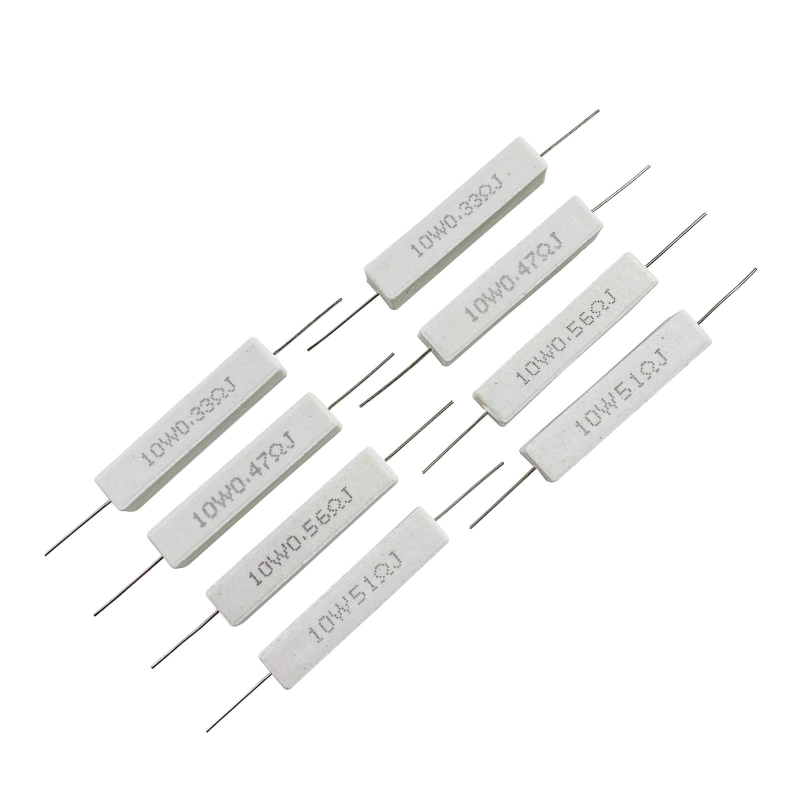 25 Values 50 Pieces Ceramic Cement Resistor Kit 10W ±5% Power Resistors 0.05-100