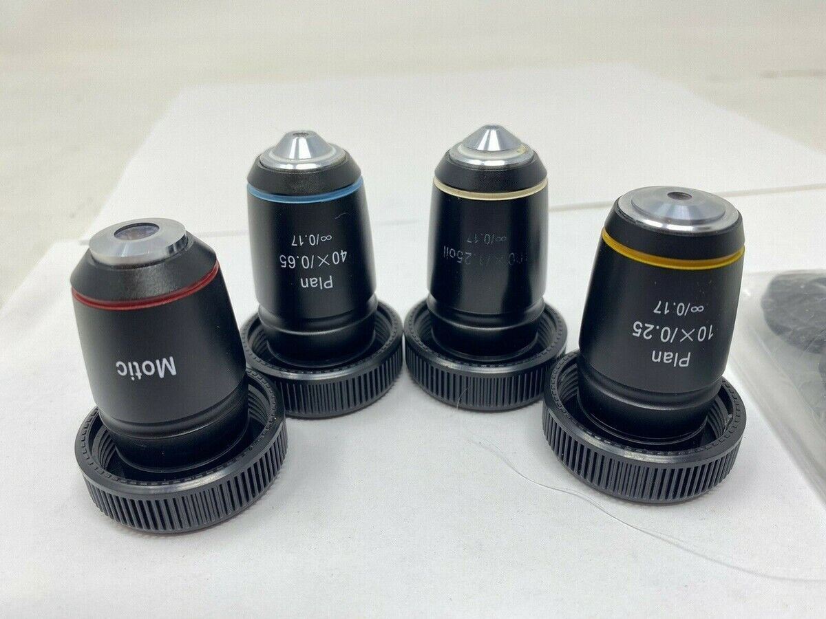 [4X, 10X, 40X, 100X] Motic BA400 Fluorescence Microscope Plan Objectives