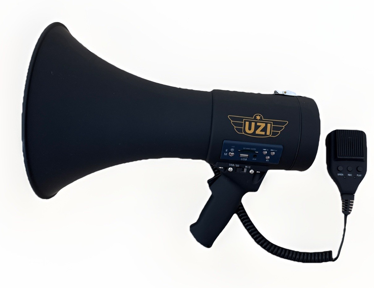 Uzi Megaphone With Siren Rechargeable Talk Siren Record Bluetooth Enabled 50 W