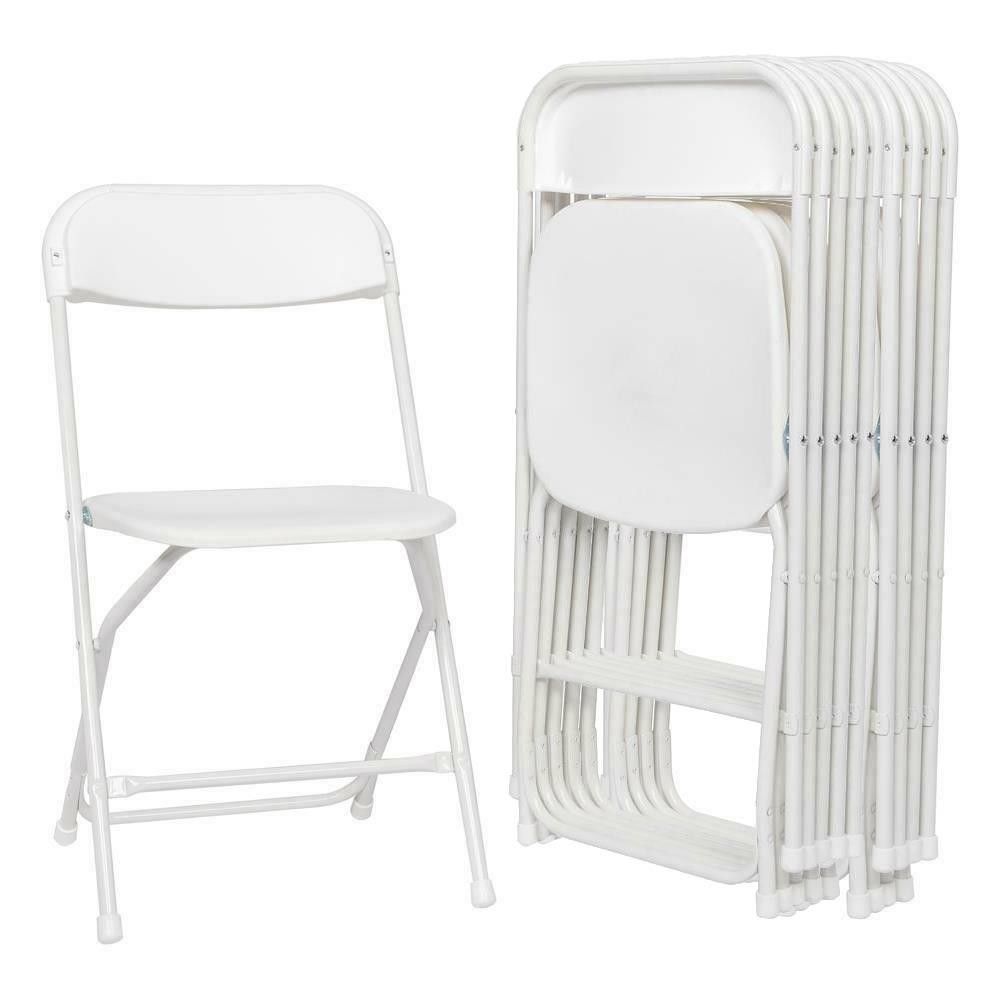 12 Pcs White Plastic Folding Chairs Stackable Wedding Party Dining Seats Garden
