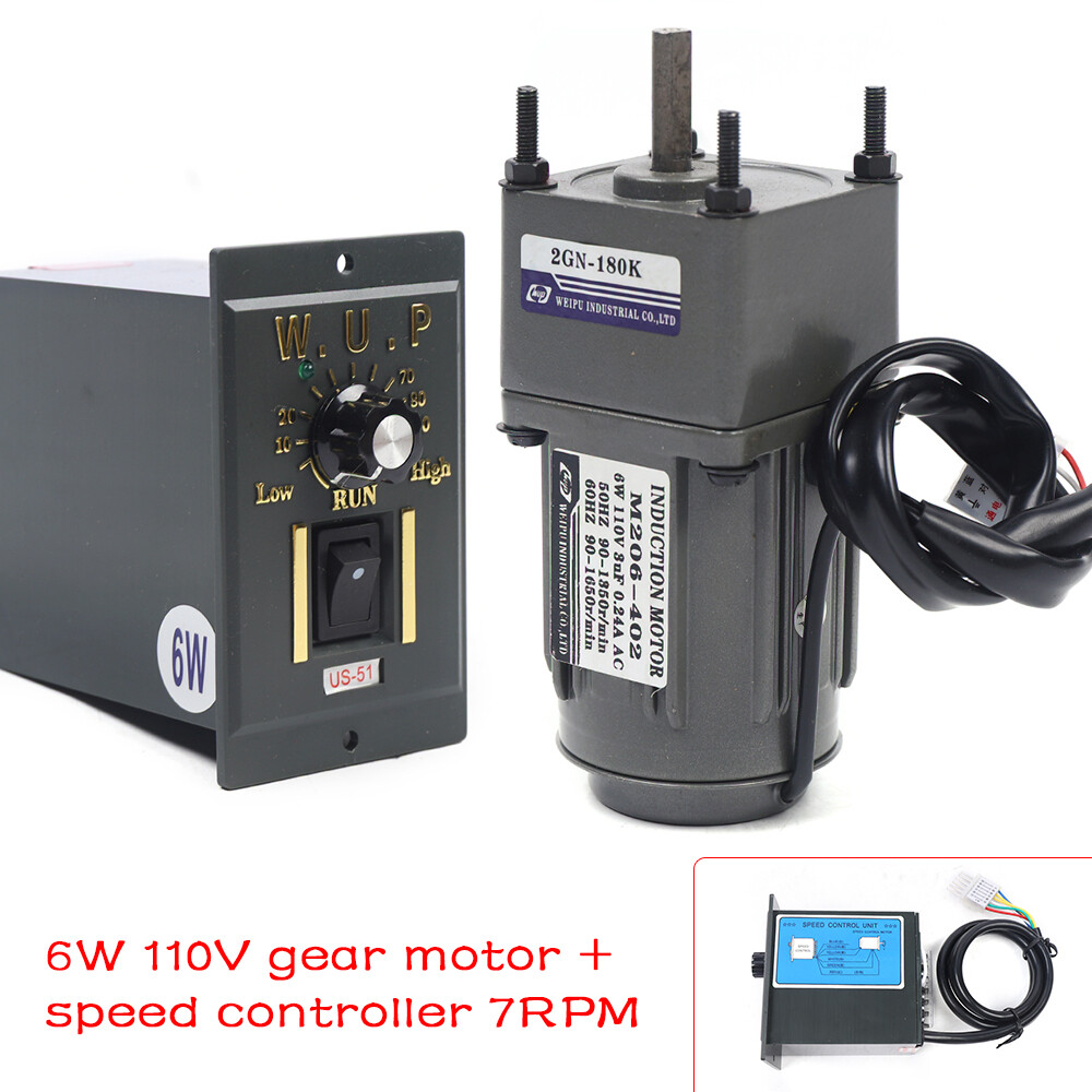 AC 110V Gear Motor Electric Motor Variable Speed Controller 180K 7.5RPM 6W Heavy