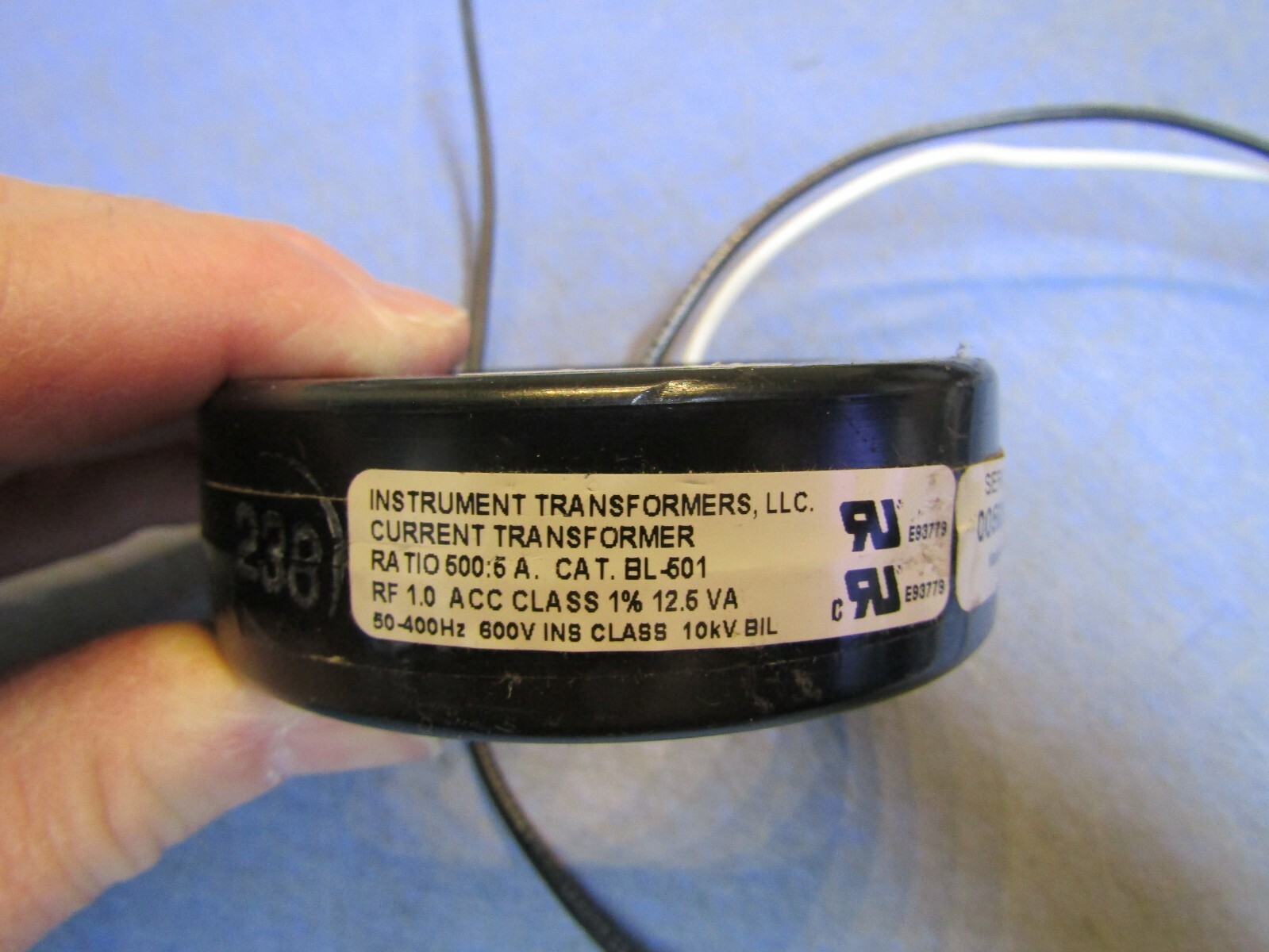 1 – Instrument Transformer Inc. BL-501, Current Transformer 50-400Hz 600V. NEW