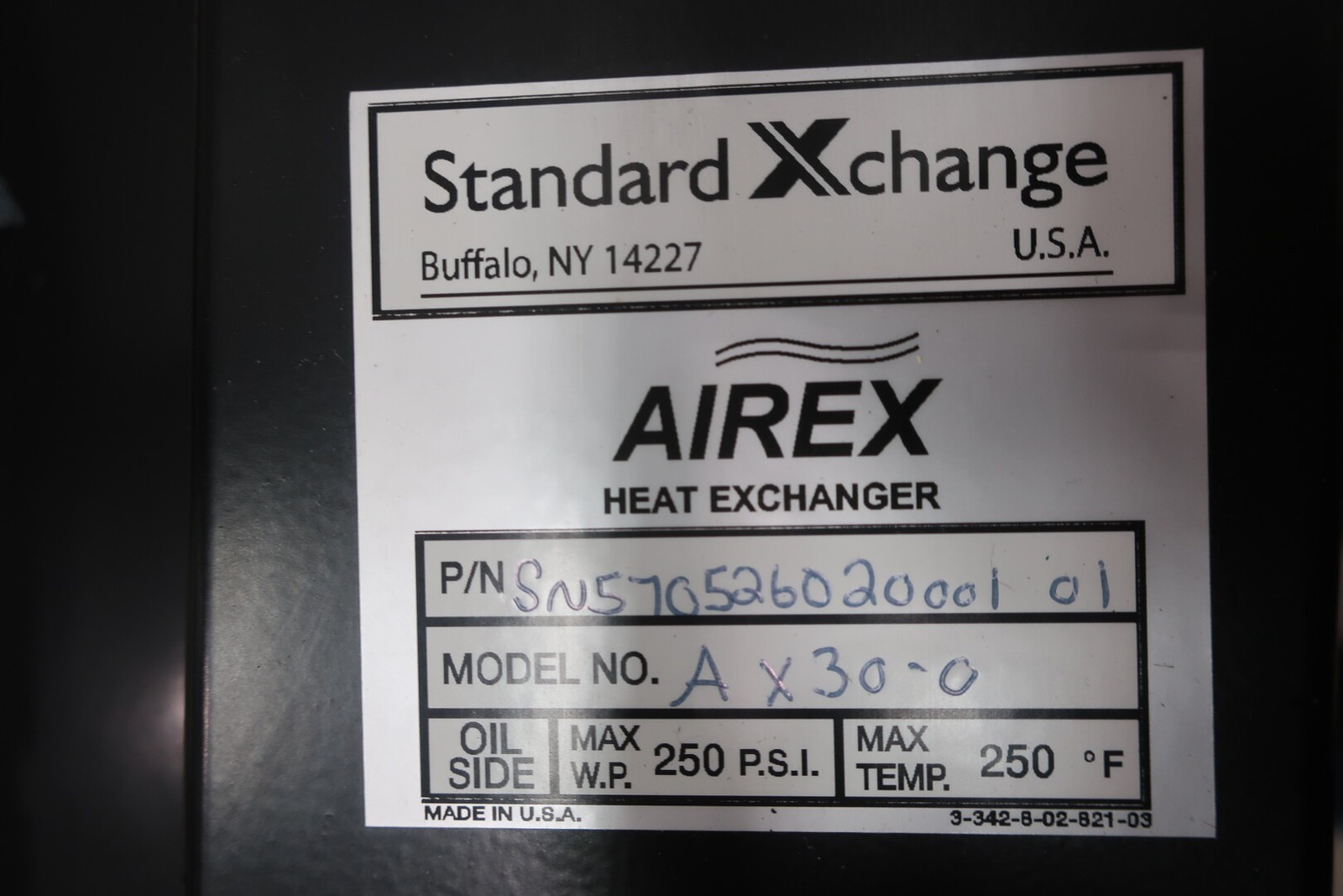 Standard Xchange AX30-0 Airex Heat Exchanger Assembly 575v-ac 1hp