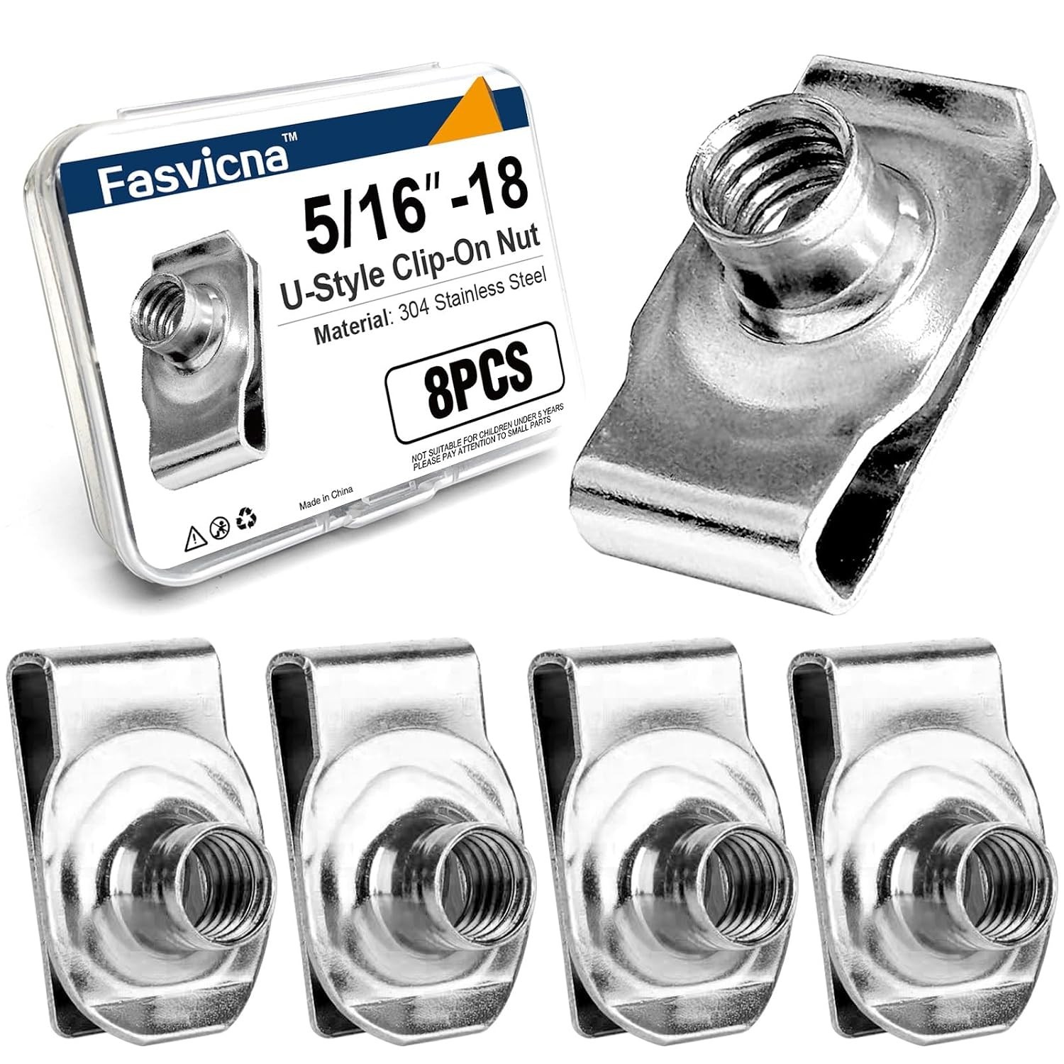 20 Pack 5/16-18 Extruded U-Nuts 304 Stainless Steel U Clip Car Clips Fasteners