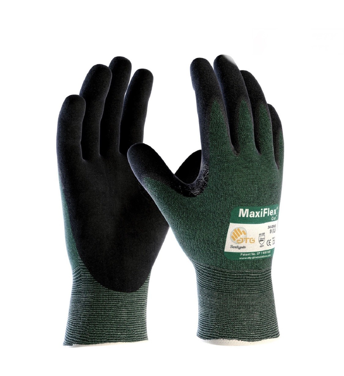 3-MaxiFlex 34-8743 Micro Foam Nitrile Coated ANSI A2 Cut Resistant Gloves size-9