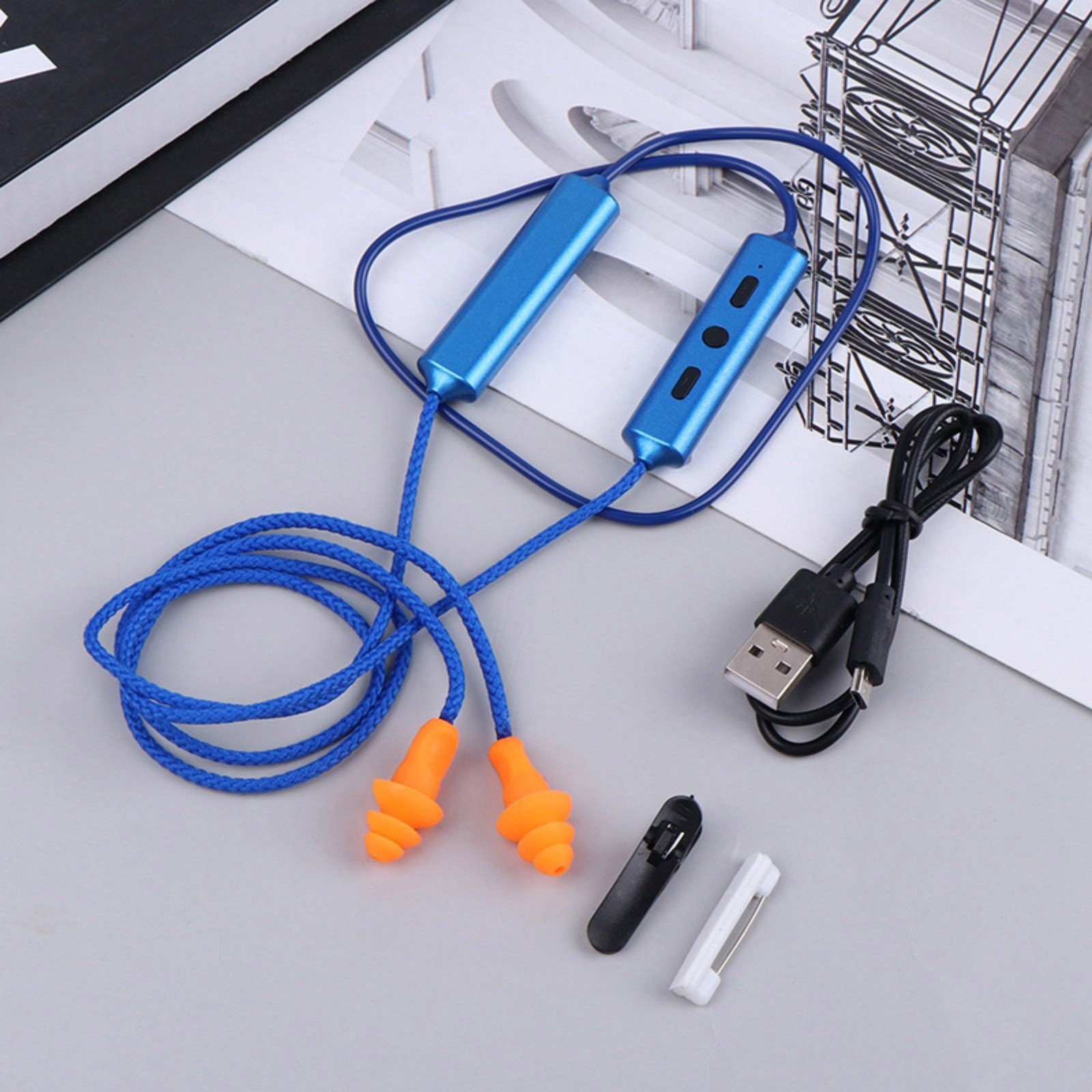 2-Set Blue Bluetooth Ear Plugs, Noise-Isolating for Work & Hearing Protection