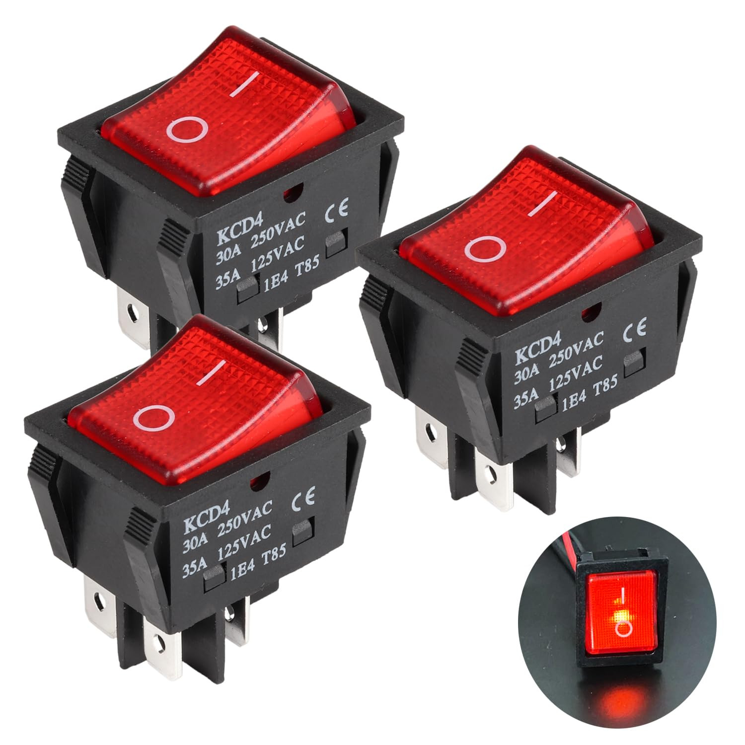 35A Large Current Power Switch 125V/250V AC on off Boat Rocker Toggle Switch