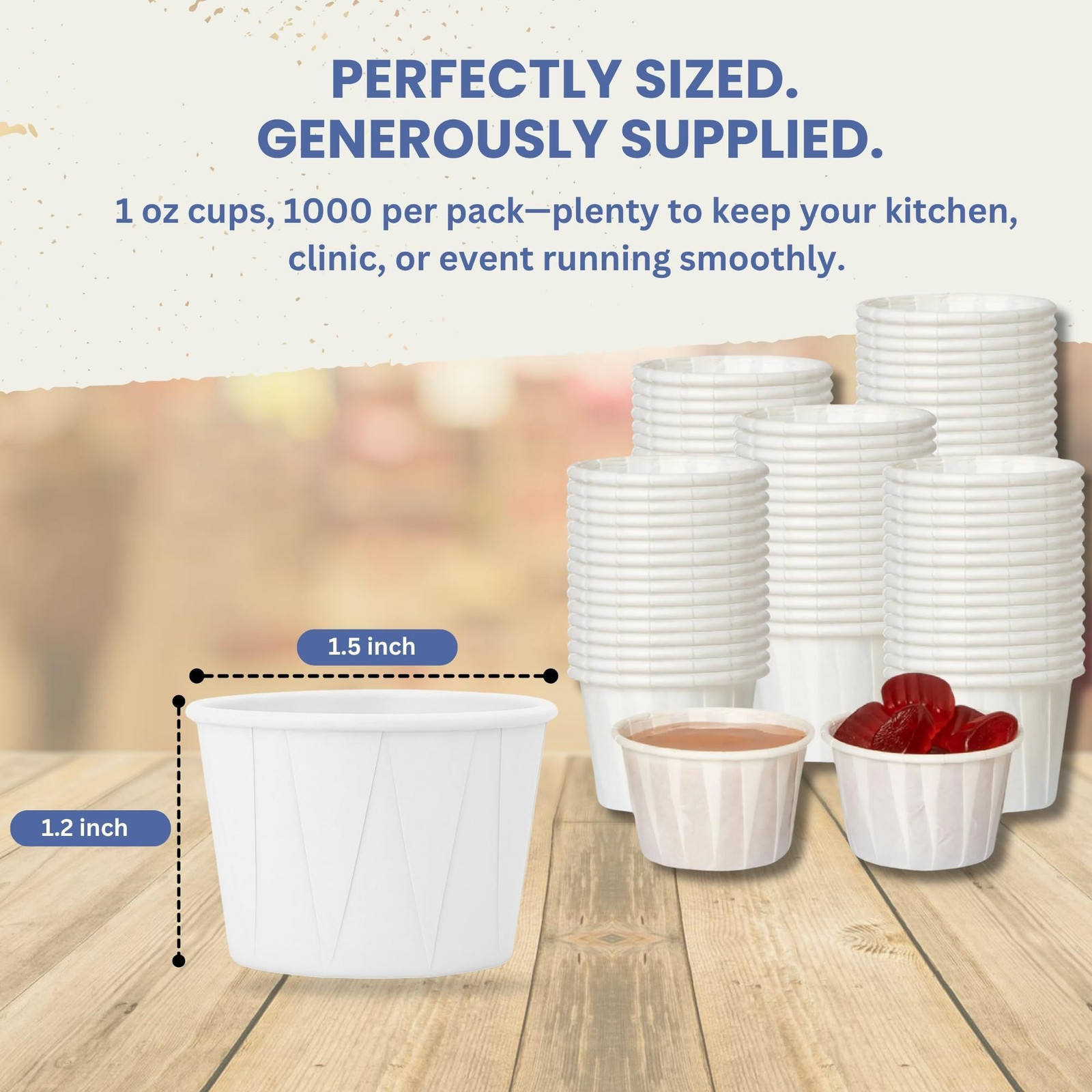 1 Oz Paper Souffle Cups (1000 Pack) Disposable Portion 1 Ounces, White