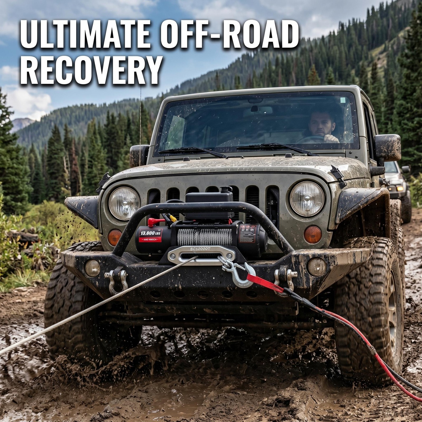 12V 13800LBS 4WD 80ft Electric Winch Steel Cable Truck Trailer Off Road Towing