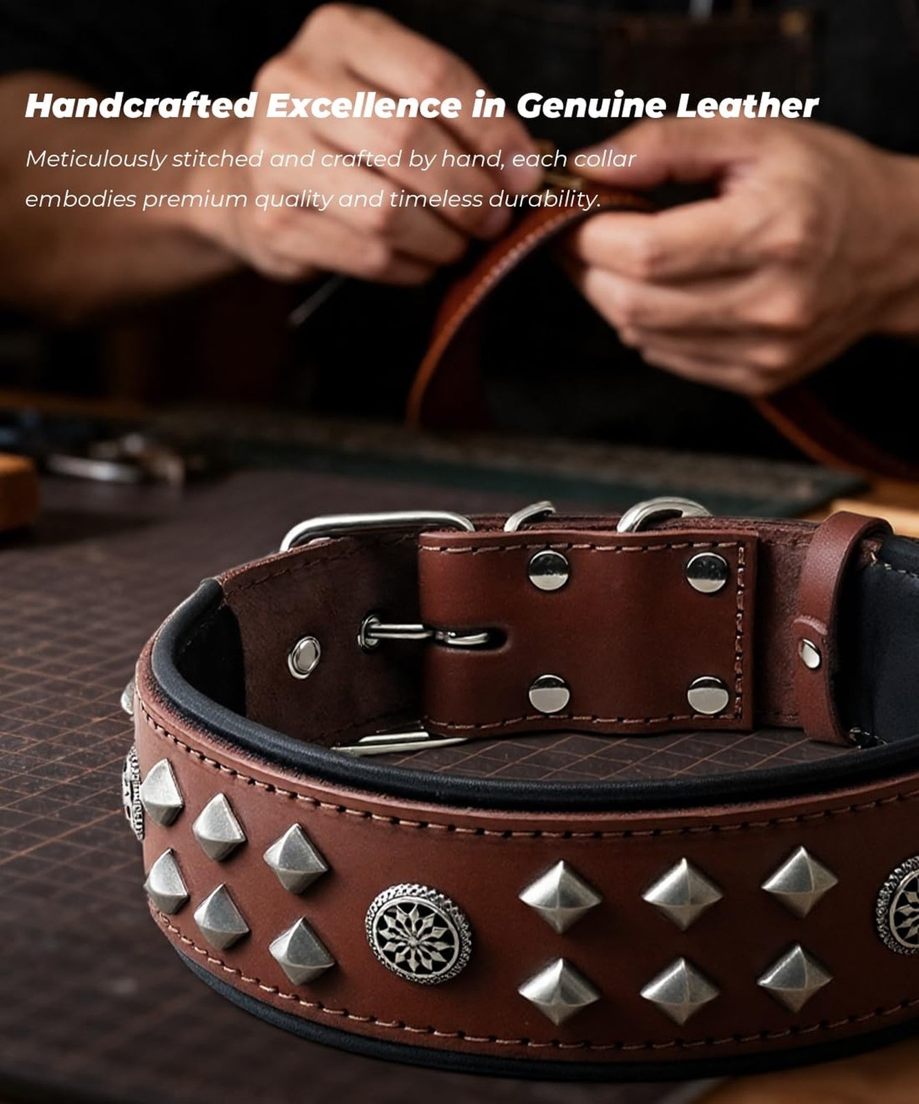Genuine Leather Dog Collar 2.2 in Wide for Large Dogs Heavy Duty, BN-SL-L | H…