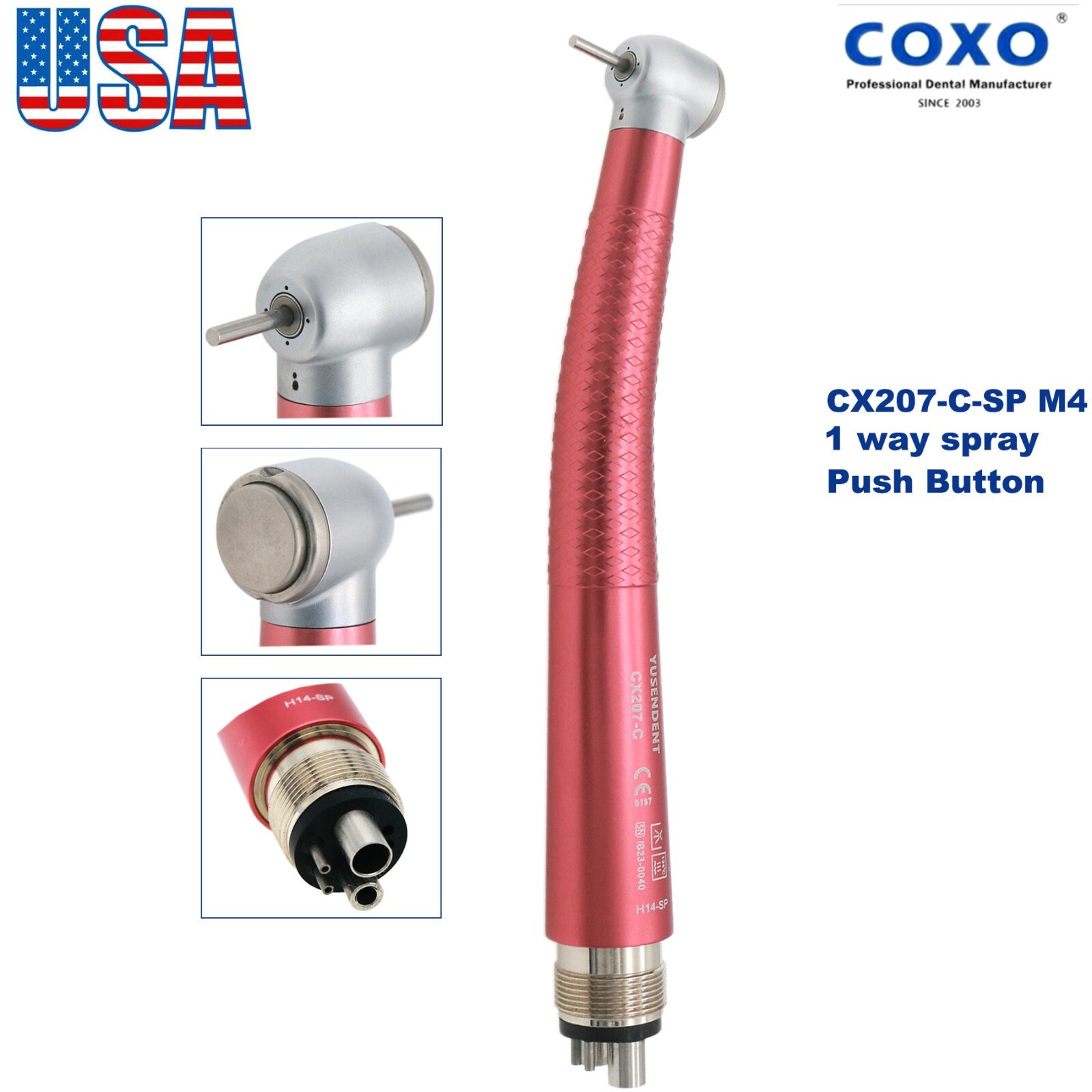 US COXO Dental Fiber Optic Handpiece High Speed Turbine For Kavo NSK Coupler