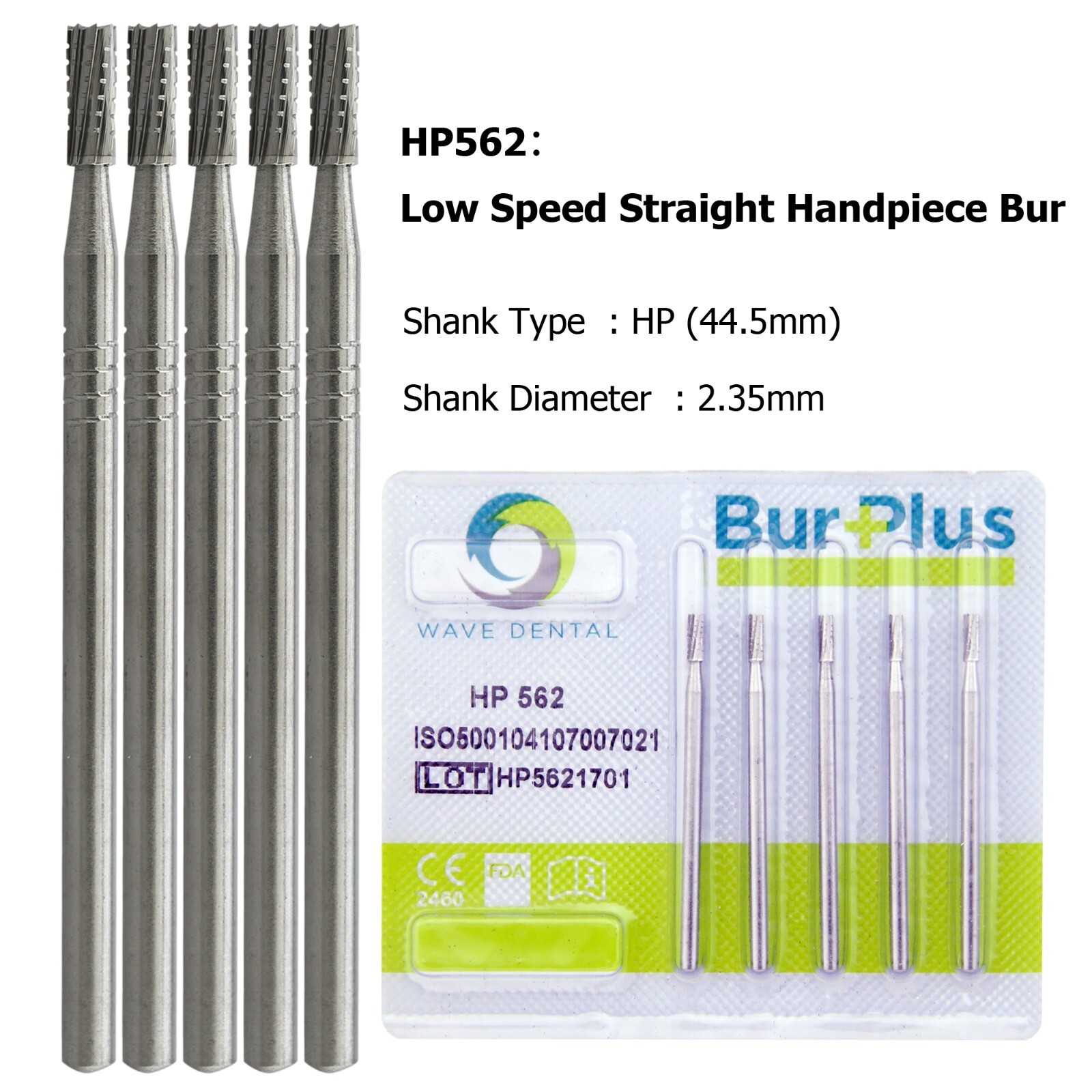 Wave Dental Surgical Carbide Bur HP 702 701 2.35mm For Low Speed Straight 44.5mm
